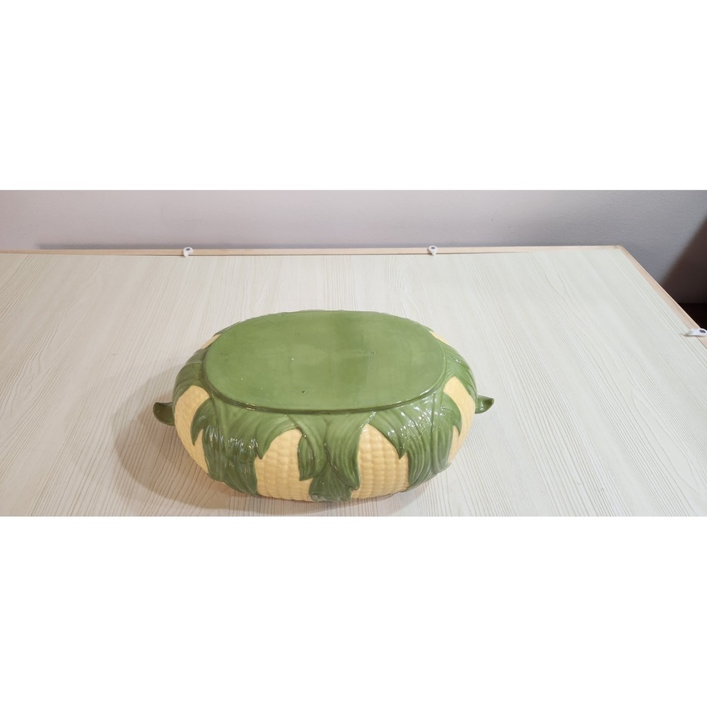PORCELAIN CORN-ON-THE-COB DESIGN ART TUREEN 10" LONG X 8" WIDE X 4" DEEP UNIQUE - Picture 6 of 6